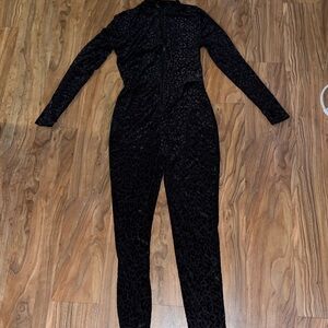 SHEIN Black Leopard Jumpsuit